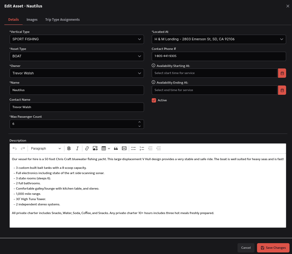 Asset editor