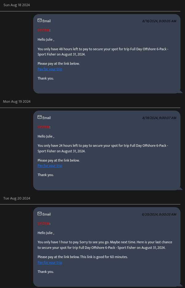 Payment reminders