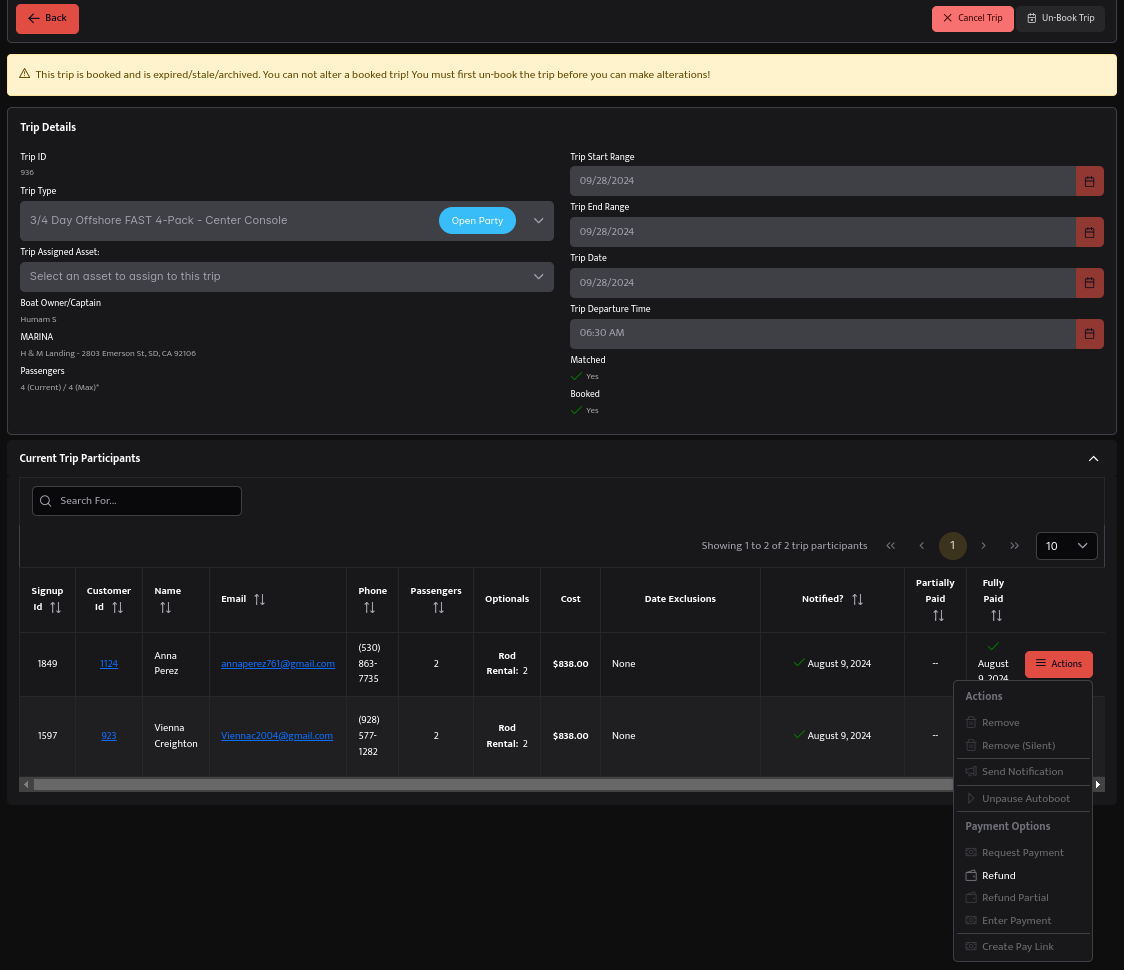Trip editor